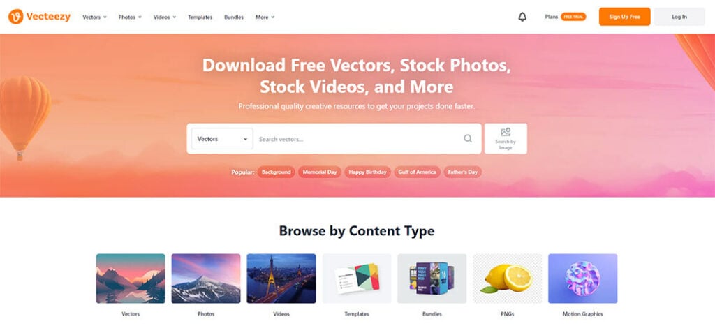 Vecteezy Mainpage Screenshot